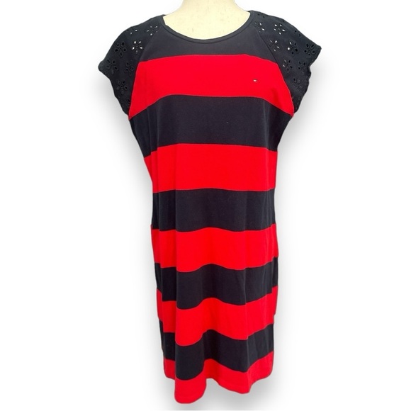 Tommy Hilfiger - Striped Embroidered-Sleeve Dress - Picture 6 of 14